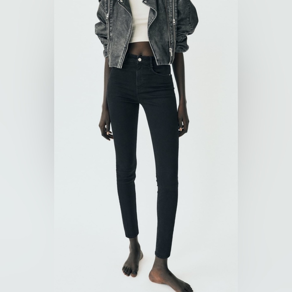 Zara Black High Rise Skinny Jeans Stretch Ankle Length Size 4